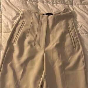 Zara Cream Tailored Trousers with Pleats